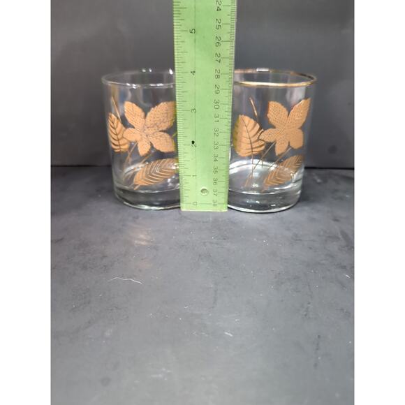 Libbey's Maple Leaf Glasses, Vintage Gold Rim‎ Set, MCM Old Fashioned Barware - Picture 8 of 9